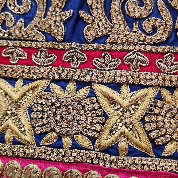 Indian Ladies Straight Kurta Dress With Long Sleeves Size Medium/Small Royal Blu - Picture 11 of 16